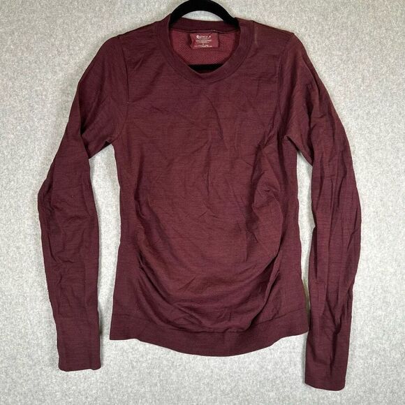 Athleta Womens Size Large Athletic Running Workout Pullover Top Shirt Burgundy - Picture 1 of 6